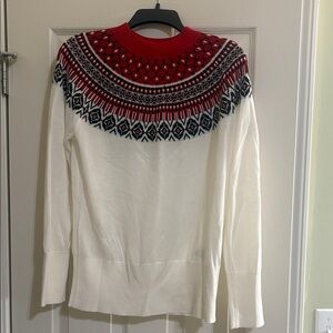 Tommy Hilfiger Red and White Nordic Sweater size large